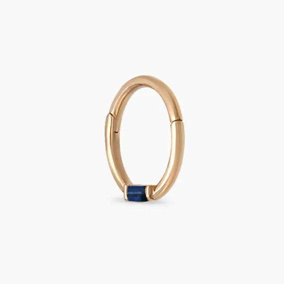 Alia Baguette Cut Blue Sapphire Rose Gold Hoop Piercing - 4