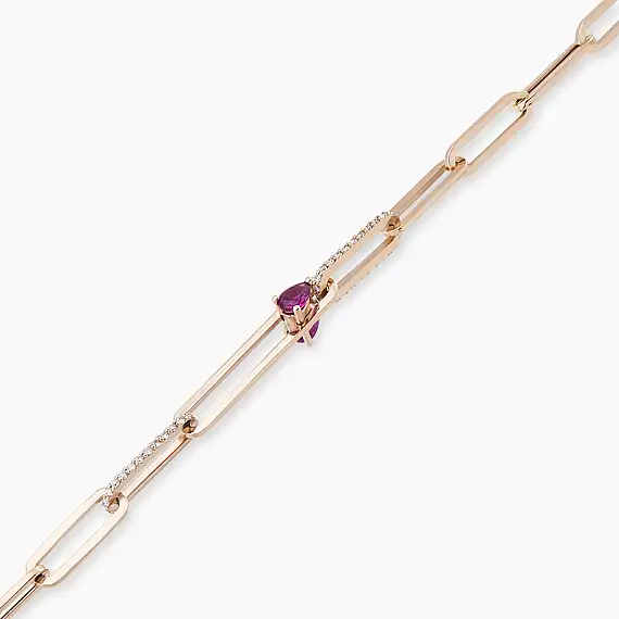 Alida 0.41 CT Diamond and Ruby Chain Bracelet - 3