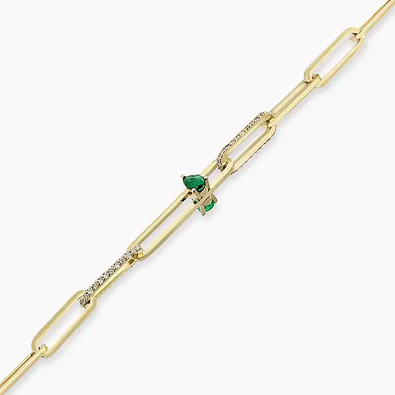 Alida 0.49 CT Emerald and Diamond Yellow Gold Bracelet - 4