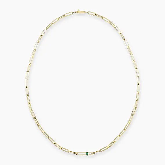 Alida 0.69 CT Emerald and Diamond Yellow Gold Necklace - 2