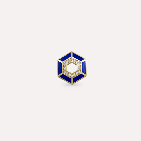 Allen Navy Blue Enamel Yellow Gold Pendant - Nev Jewellery