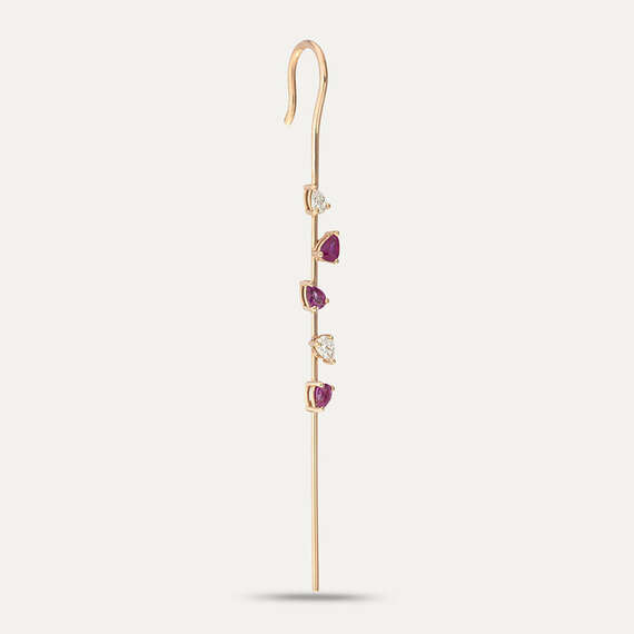 Alpheratz 0.63 CT Ruby and Diamond Cane Earring - 4