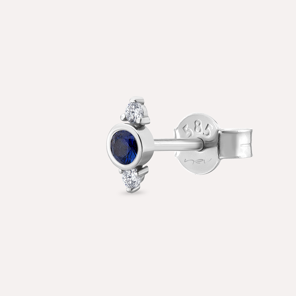 Alto 0.21 CT Sapphire and Diamond White Gold Single Earring - Nev Jewellery (1)