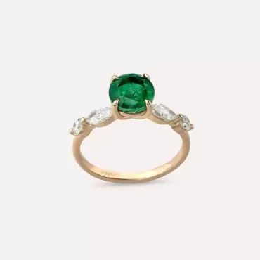 Alvin 2.36 CT Emerald and Diamond Rose Gold Ring - Nev Jewellery (1)