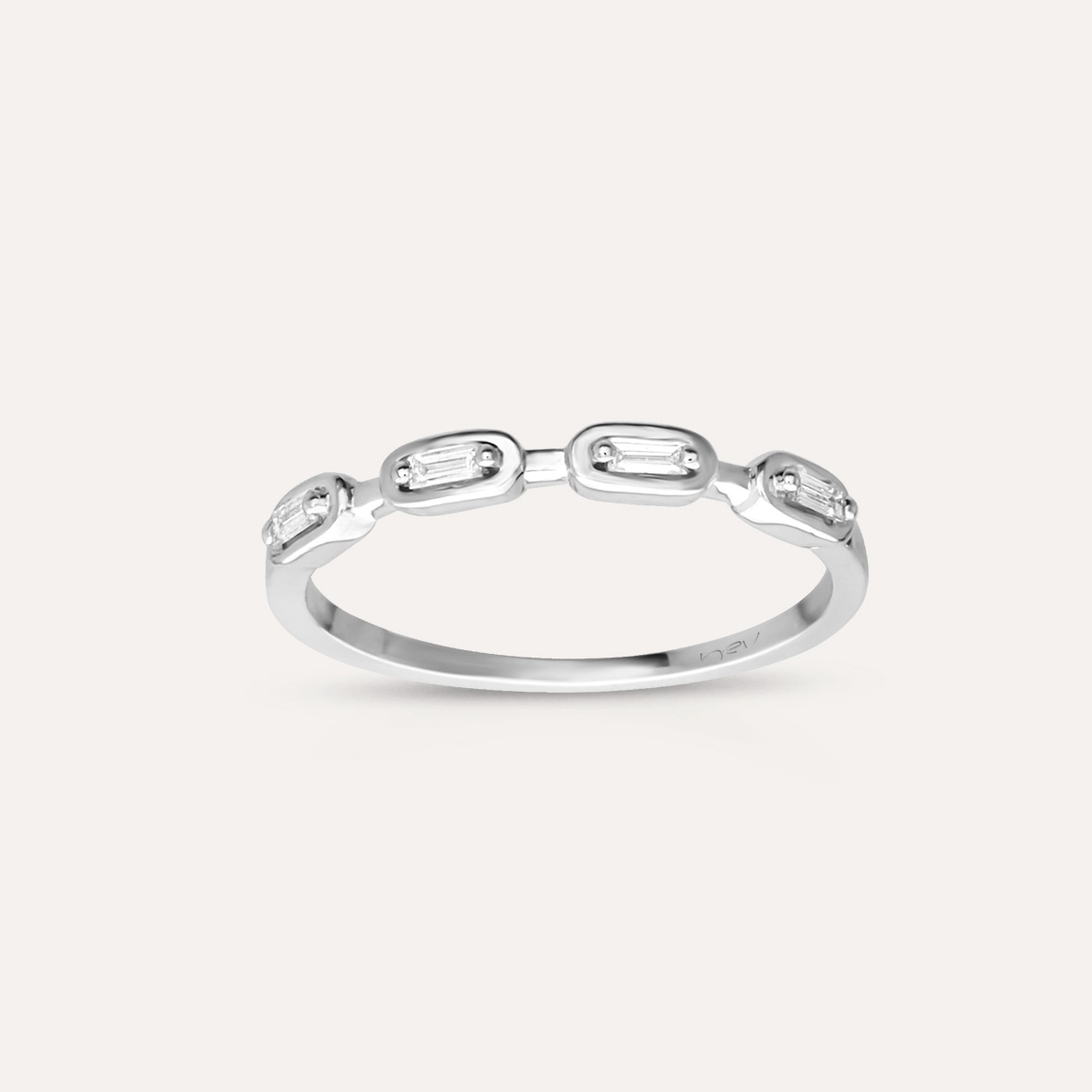 Ange Baguette Cut Diamond White Gold Ring - 2