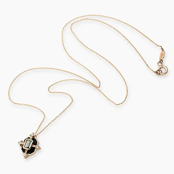 Antares 0.26 CT Diamond and Light Green Sapphire Black Enamel Pendant - 3