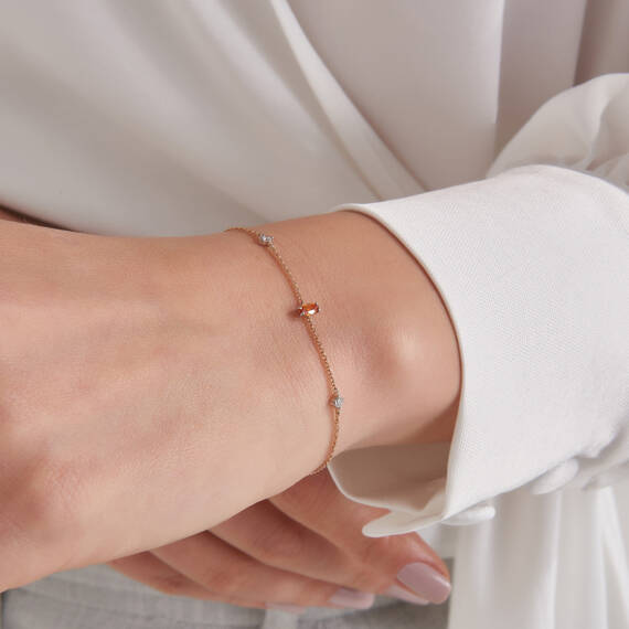 Aria 0.34 CT Orange Sapphire and Diamond Rose Gold Bracelet - 2