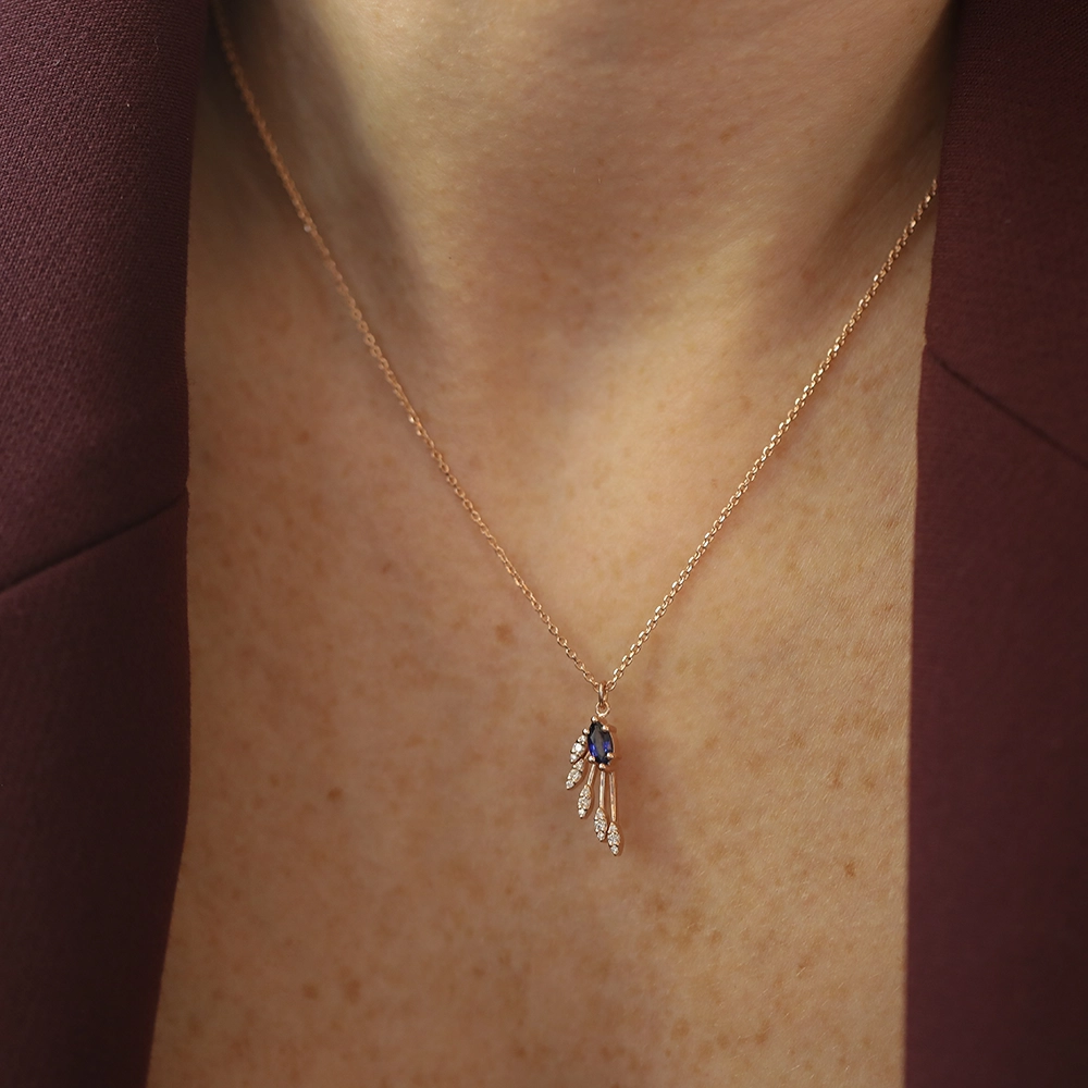 Asteroid 0.35 CT Diamond and Sapphire Pendant - 1