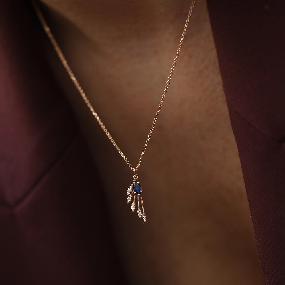 Asteroid 0.35 CT Diamond and Sapphire Pendant - 4