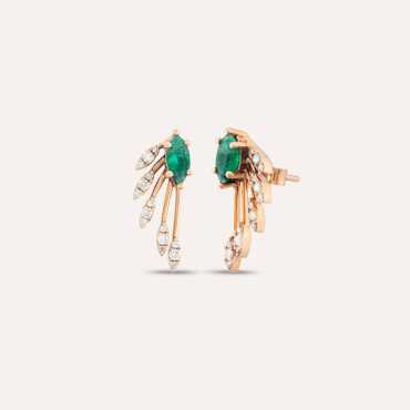Asteroid 0.71 CT Emerald and Diamond Rose Gold Earring - Nev Jewellery
