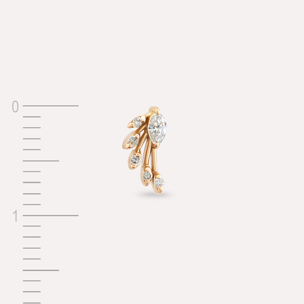 Asteroid Marquise Cut Diamond Rose Gold Single Earring - 4