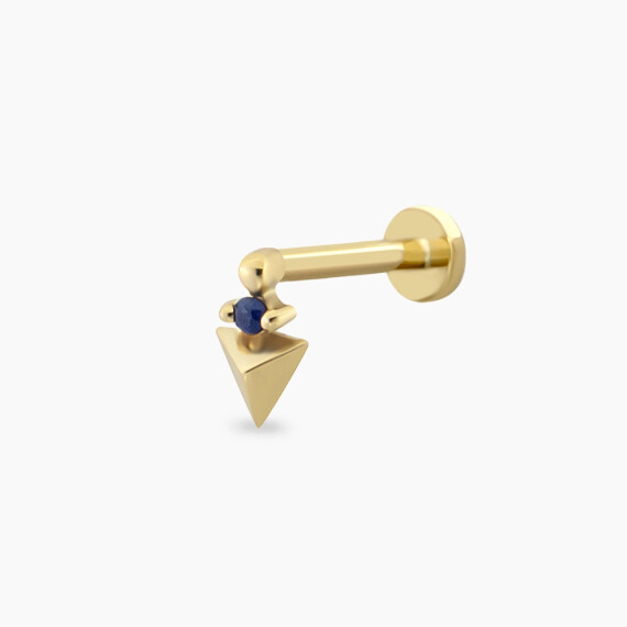 Atea Blue Sapphire Yellow Gold Piercing - Nev Jewellery