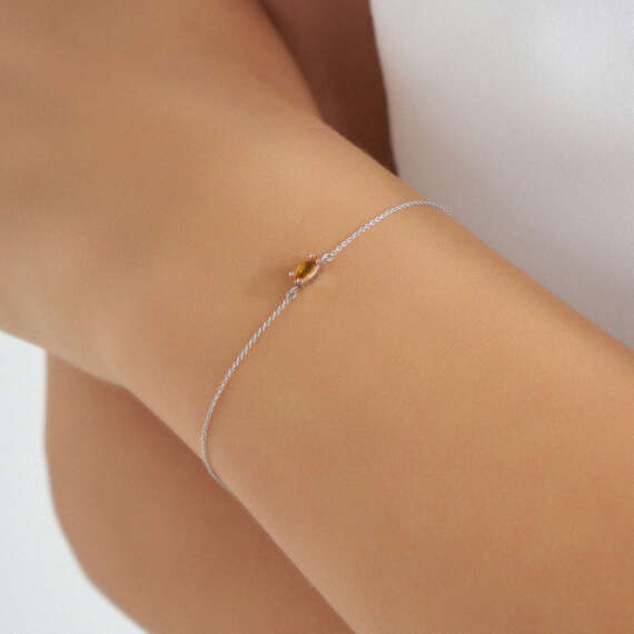 Ava 0.22 CT Marquise Cut Orange Sapphire White Gold Bracelet - 2