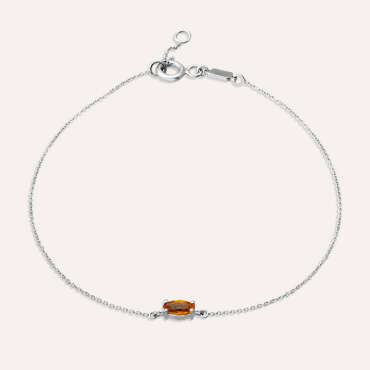 Ava 0.22 CT Marquise Cut Orange Sapphire White Gold Bracelet - Nev Jewellery