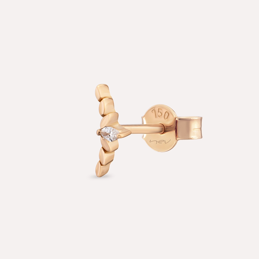 Axis Marquise Cut Diamond Rose Gold Single Earring - Nev Jewellery (1)