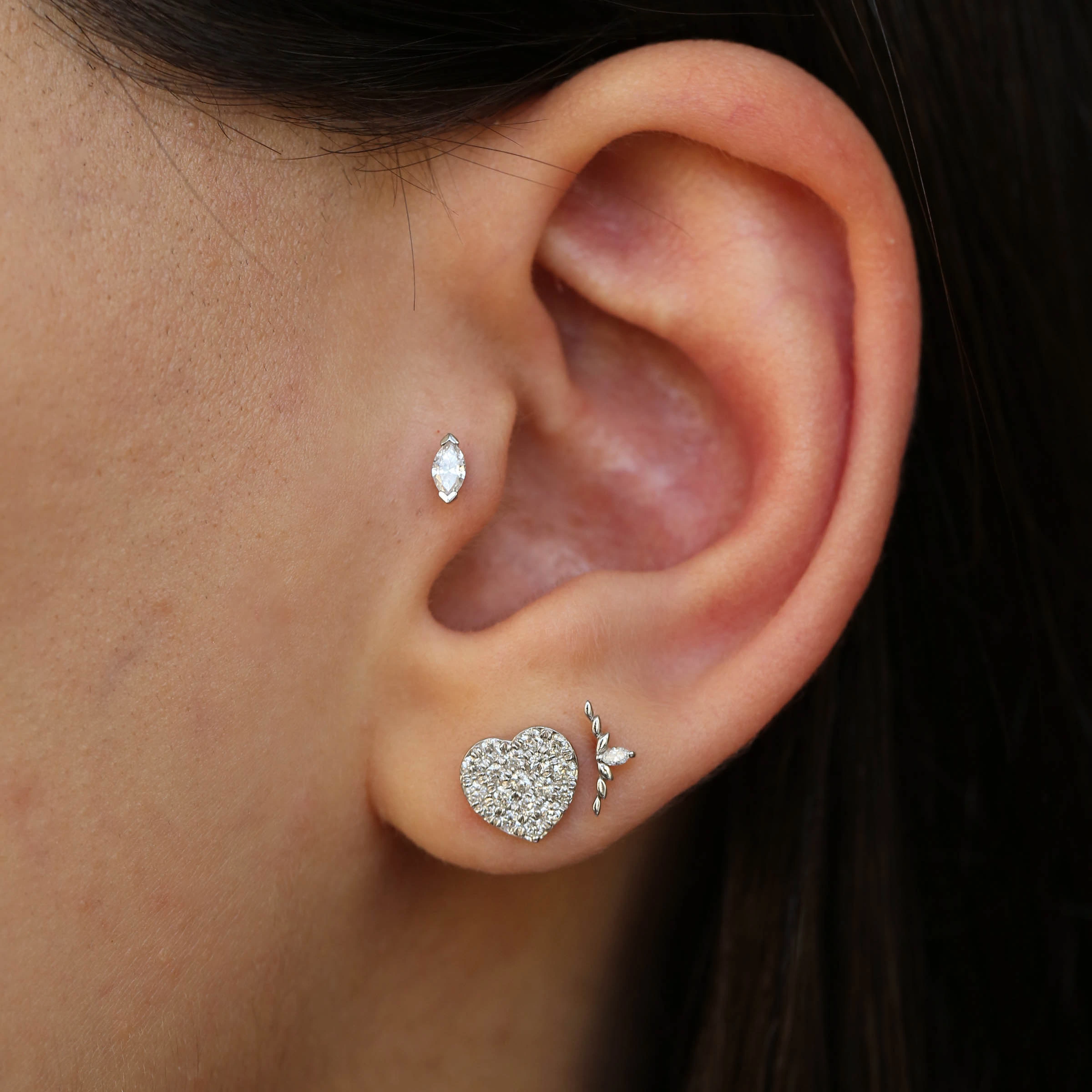 Axis Marquise Cut Diamond White Gold Single Earring - Nev Jewellery (1)
