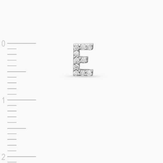 Baguette Cut Diamond White Gold E Letter Mini Single Earring - 4
