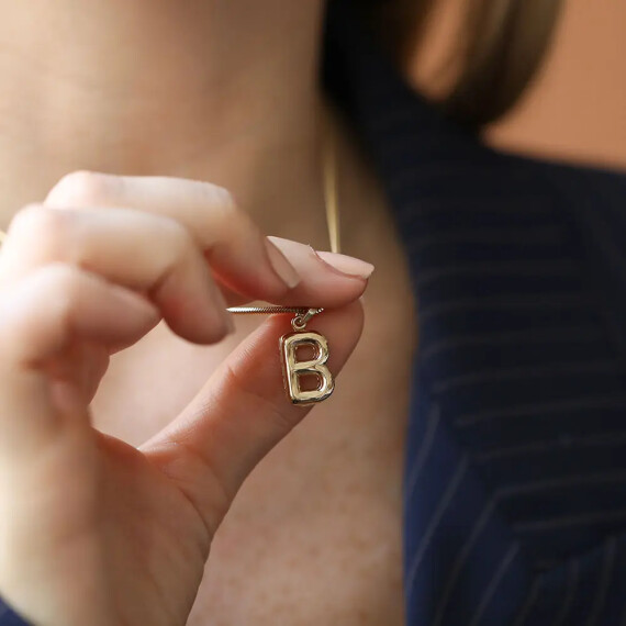 Balloon B Letter Yellow Gold Pendant/Charm - Nev Jewellery