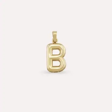 Balloon B Letter Yellow Gold Pendant/Charm - Nev Jewellery (1)