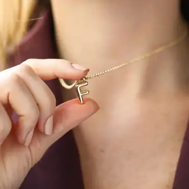 Balloon F Letter Yellow Gold Pendant/Charm - Nev Jewellery (1)