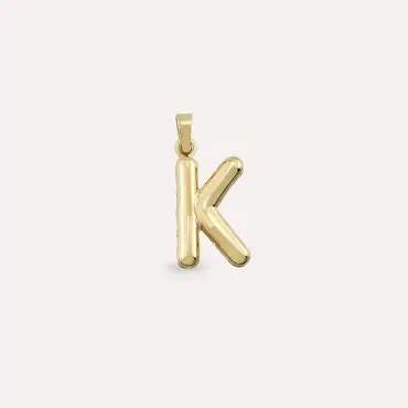 Balloon K Letter Yellow Gold Pendant/Charm - Nev Jewellery (1)