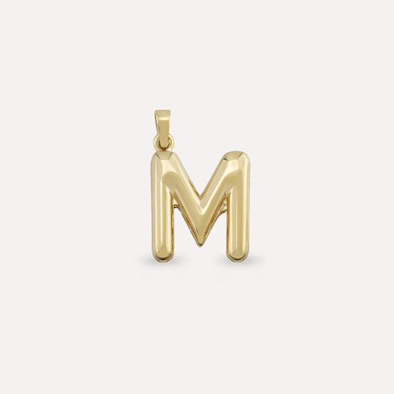 Balloon M Letter Yellow Gold Pendant/Charm - Nev Jewellery