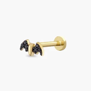 Bat Black Diamond Yellow Gold Piercing - Nev Jewellery (1)