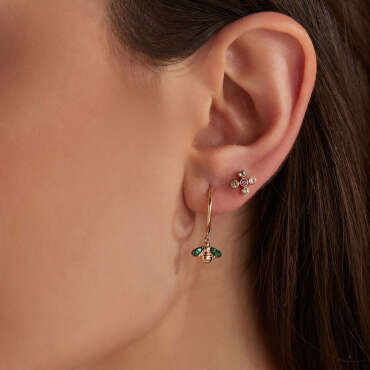 Bee 0.05 CT Emerald Rose Gold Earring - Nev Jewellery (1)