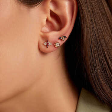 Bee Black Diamond Rose Gold Single Earring - Nev Jewellery