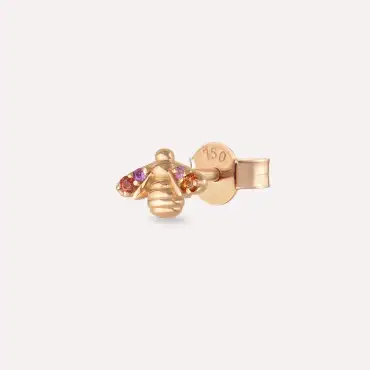 Bee Multicolor Sapphire Rose Gold Earring - Nev Jewellery (1)