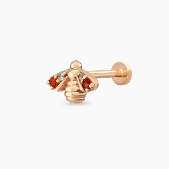 Bee Multicolor Sapphire Rose Gold Piercing - Nev Jewellery
