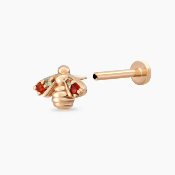 Bee Multicolor Sapphire Rose Gold Piercing - 5