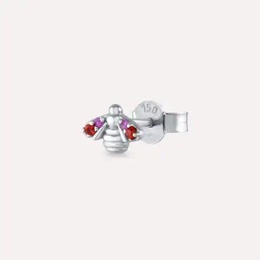 Bee Multicolor Sapphire White Gold Earring - Nev Jewellery (1)