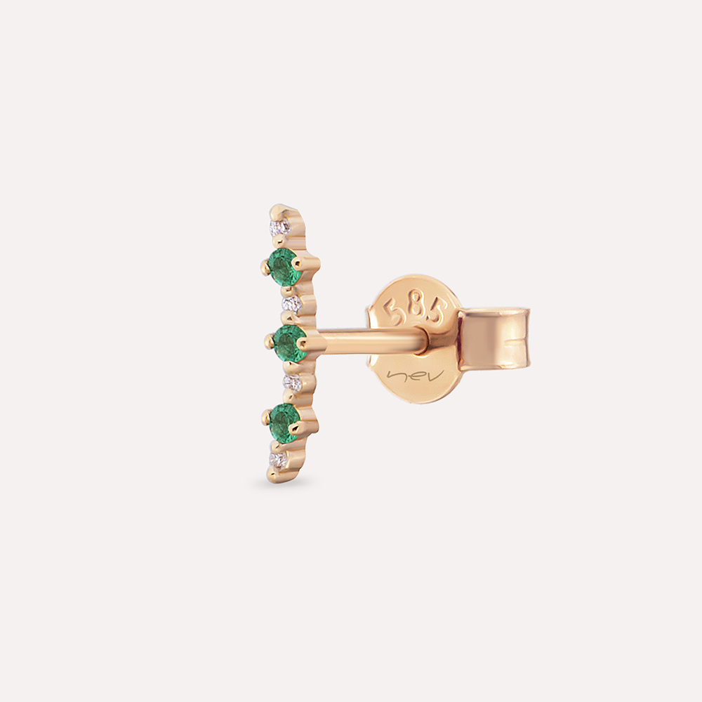 Beeline Emerald Rose Gold Single Earring - Nev Jewellery (1)