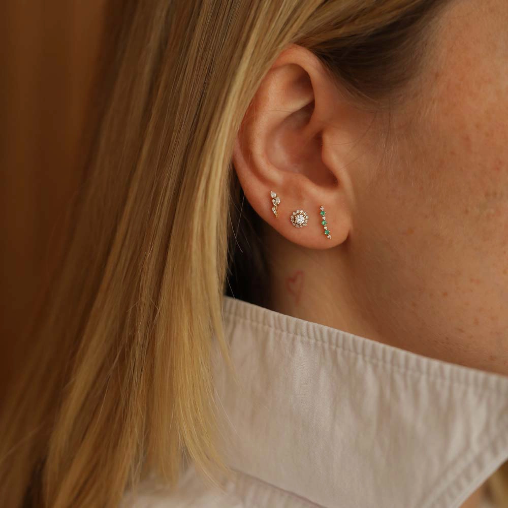 Beeline Emerald Rose Gold Single Earring - Nev Jewellery (1)