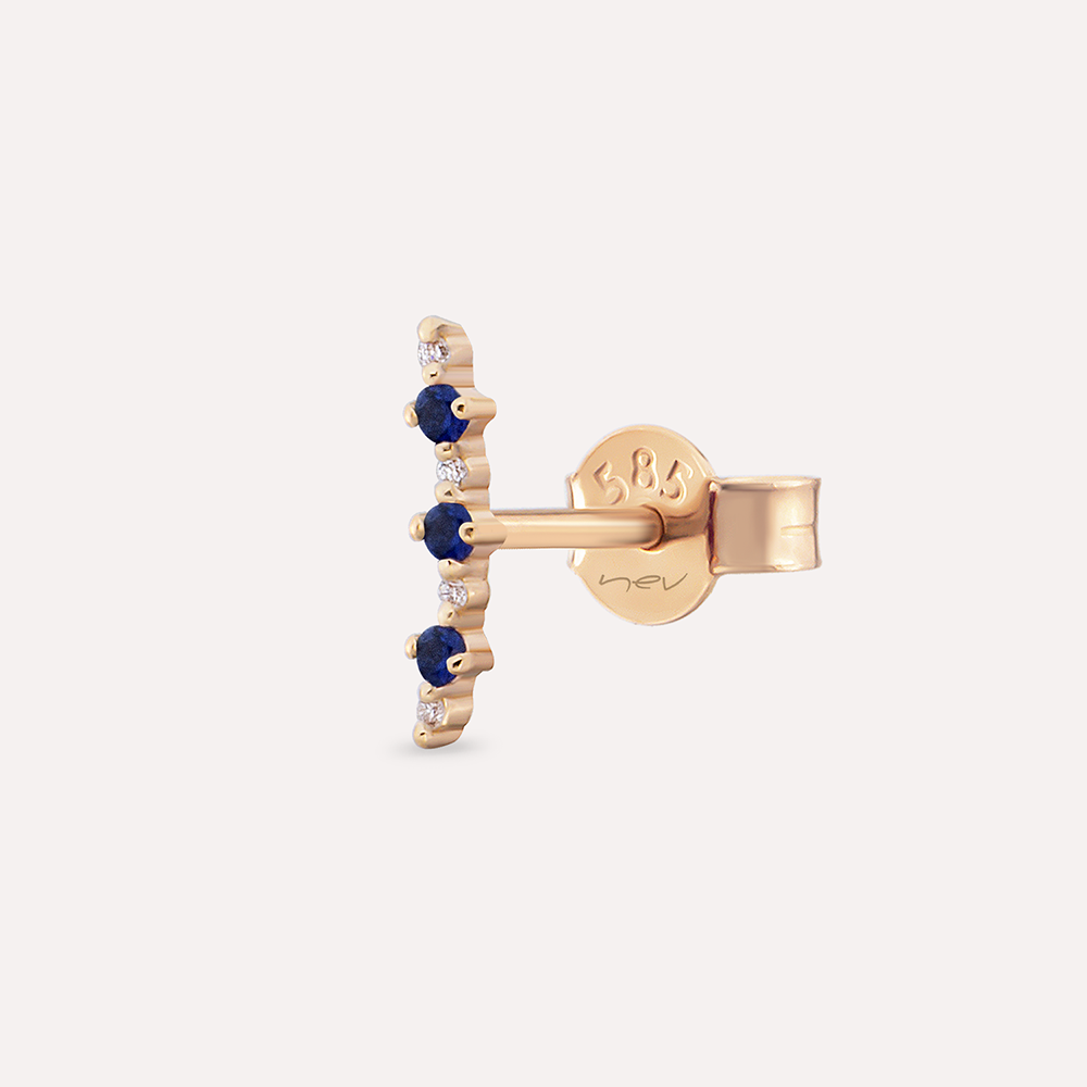 Beeline Sapphire and Diamond Rose Gold Single Earring - Nev Jewellery (1)