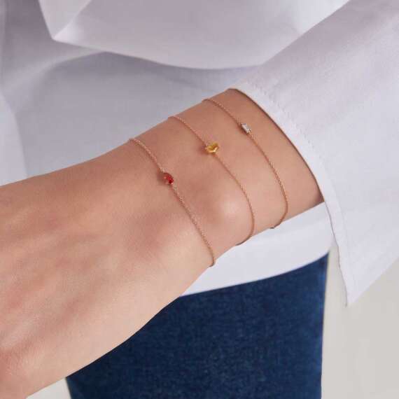 Bella 0.04 CT Baguette Cut Diamond Rose Gold Bracelet - 5