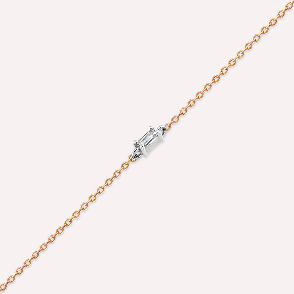 Bella 0.04 CT Baguette Cut Diamond Rose Gold Bracelet - 1