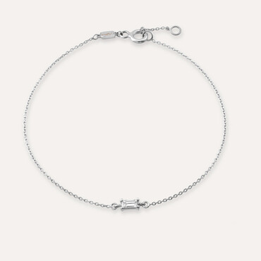 Bella 0.04 CT Baguette Cut Diamond White Gold Bracelet - Nev Jewellery