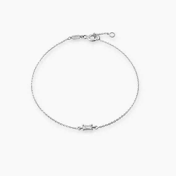 Bella 0.04 CT Baguette Cut Diamond White Gold Bracelet - 1