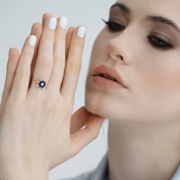 Bellatrix 0.25 CT Diamond and Navy Blue Enamel Ring - Nev Jewellery (1)