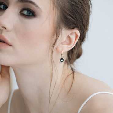 Bellatrix 0.38 CT Emerald and Diamond Black Enamel Earring - Nev Jewellery (1)