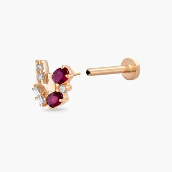 Berry Ruby and Diamond Rose Gold Piercing - 4