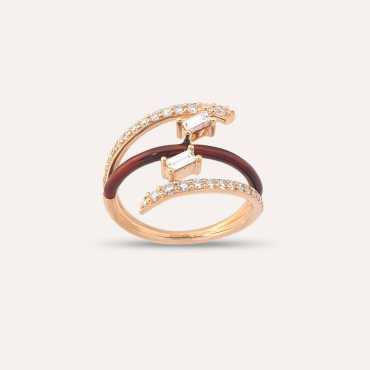Beta 0.64 CT Baguette Cut Diamond and Burgundy Enamel Ring - Nev Jewellery