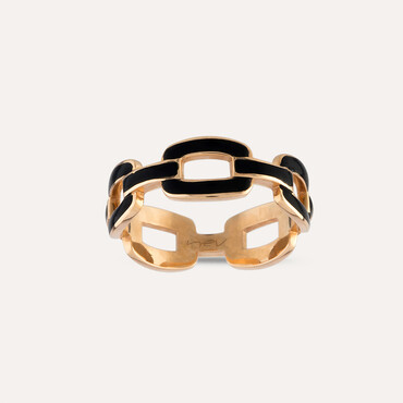Black Enamel Chain Ring - Nev Jewellery (1)
