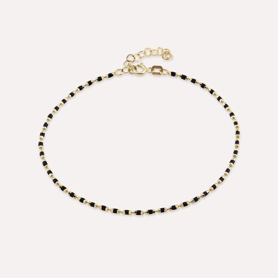 Black Enamel Yellow Gold Golf Bracelet - Nev Jewellery