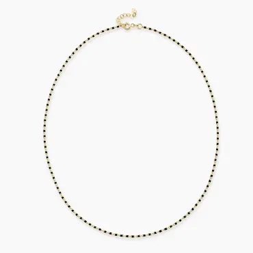 Black Enamel Yellow Gold Golf Necklace - Nev Jewellery (1)