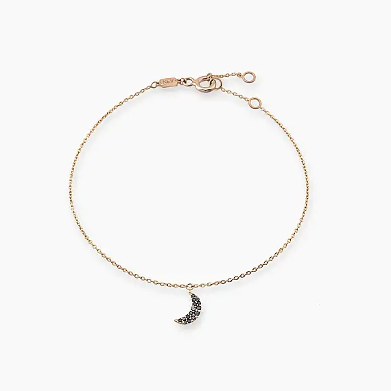 Black Moon 0.11 CT Black Diamond Rose Gold Anklet - 1