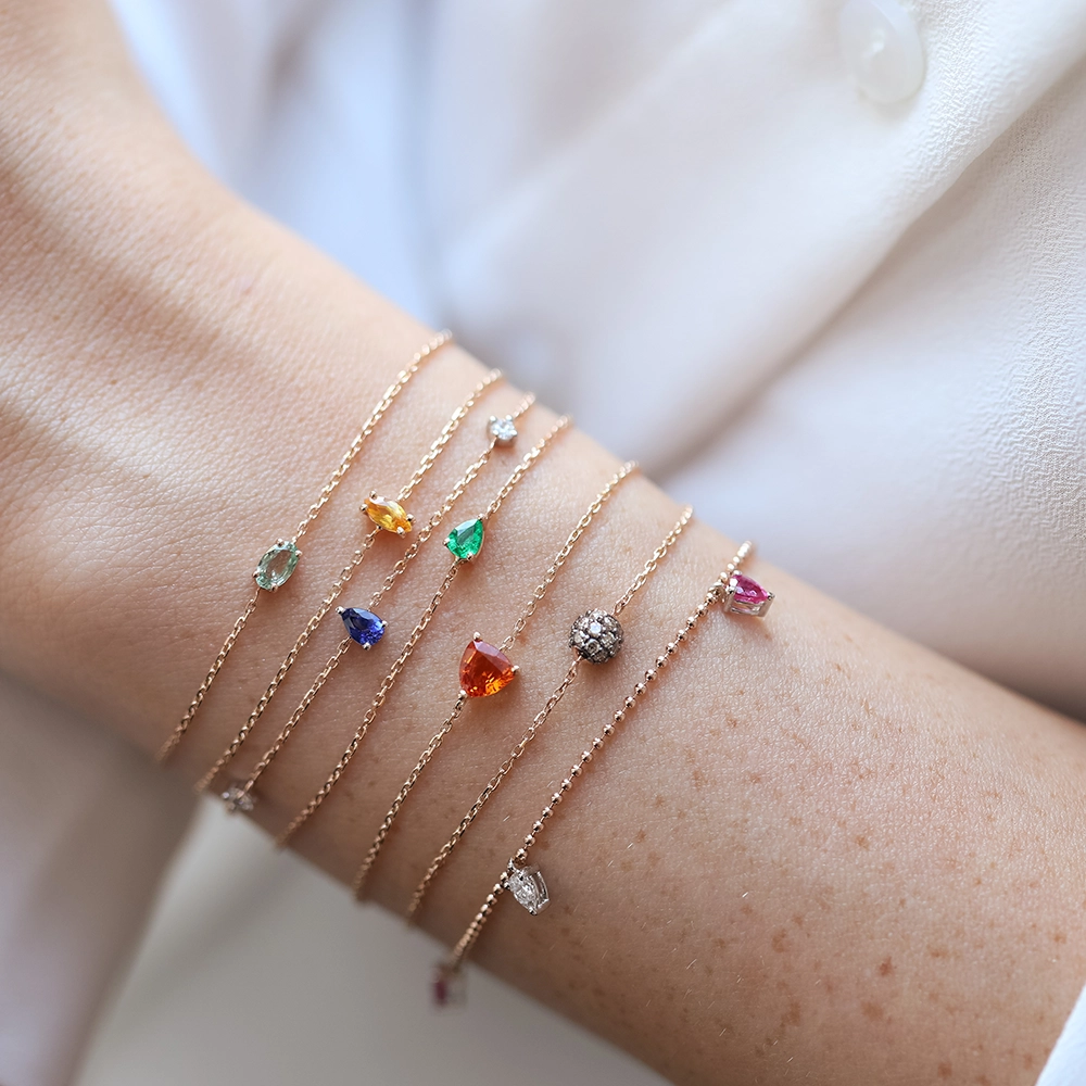 Blake 0.12 CT Pear Cut Emerald Rose Gold Bracelet - Nev Jewellery (1)