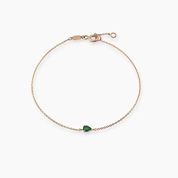 Blake 0.12 CT Pear Cut Emerald Rose Gold Bracelet - 1